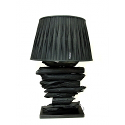 Lampa z kawałków drewna egzotycznego + abażur Czarna